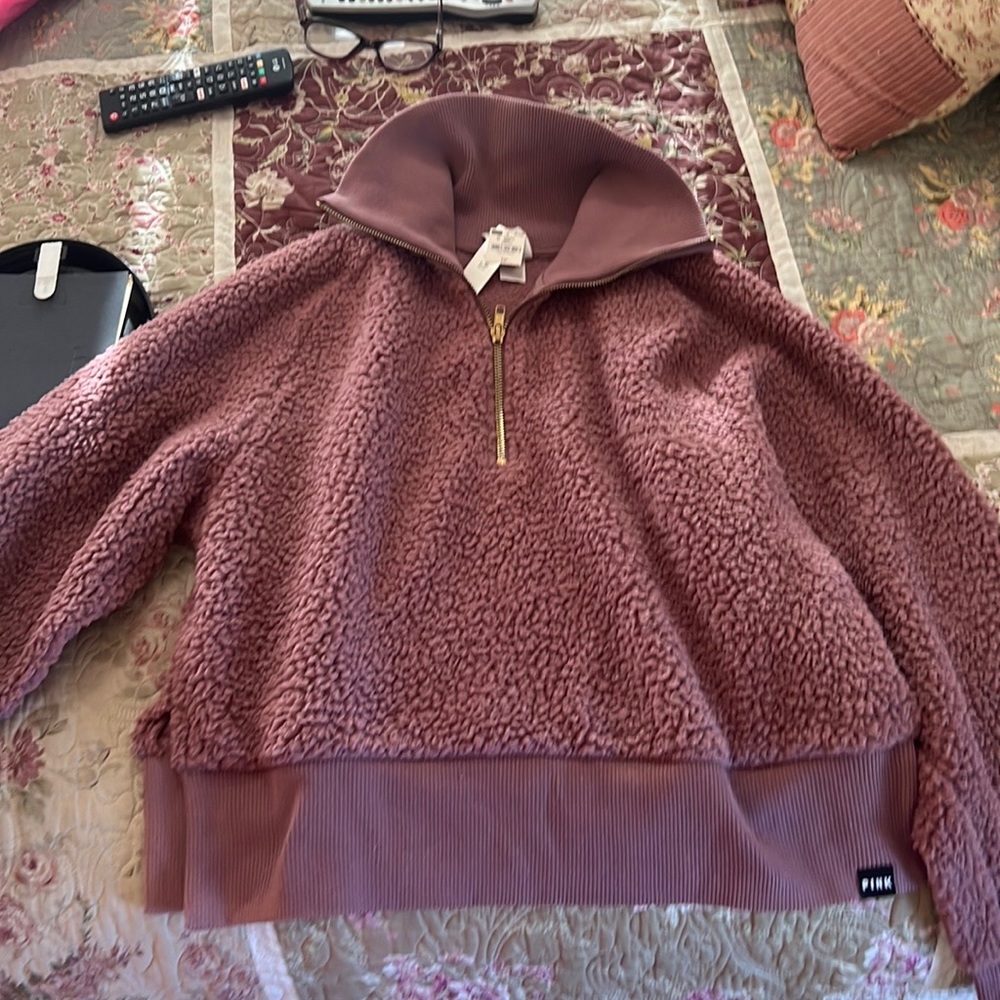 Victoria Secrets PINK Sherpa pullover.